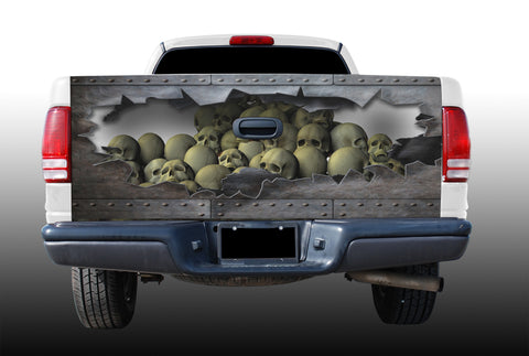Skulls With Torn Metal Tailgate Wrap